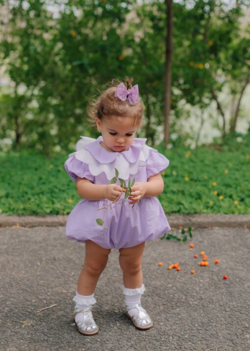 Romper Margarida - xadrez roxo
